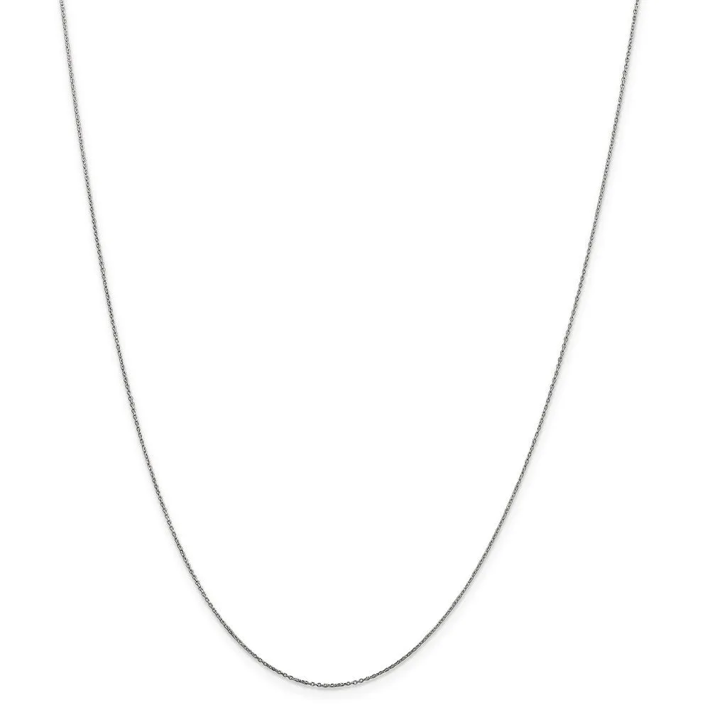 0.6mm, 10k White Gold, Diamond Cut Cable Chain Necklace