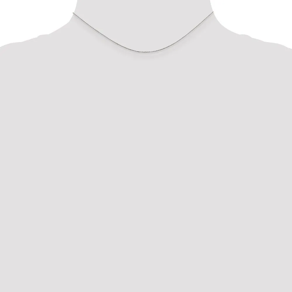 0.6mm, 10k White Gold, Diamond Cut Cable Chain Necklace