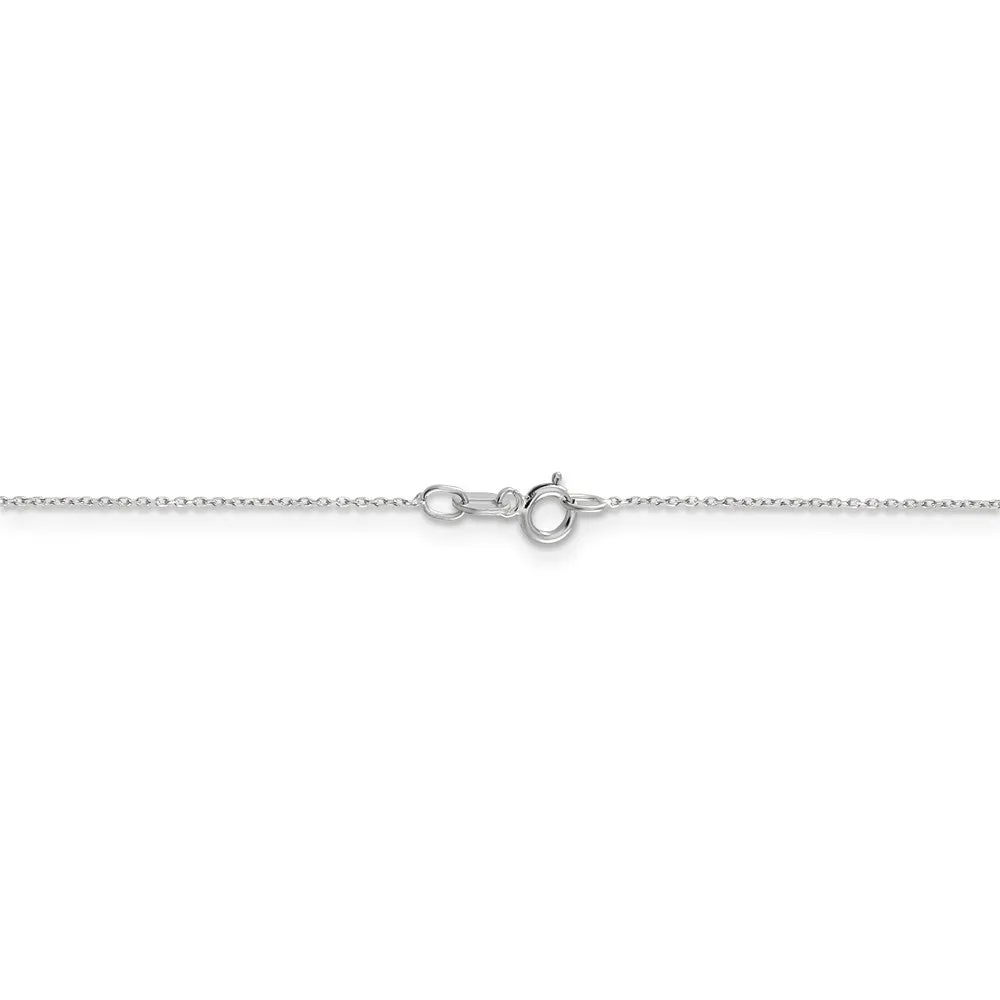 0.6mm, 10k White Gold, Diamond Cut Cable Chain Necklace