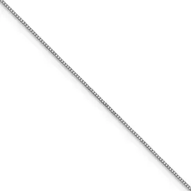 0.8mm 14k White Gold Solid Box Chain Lobster Clasp Necklace