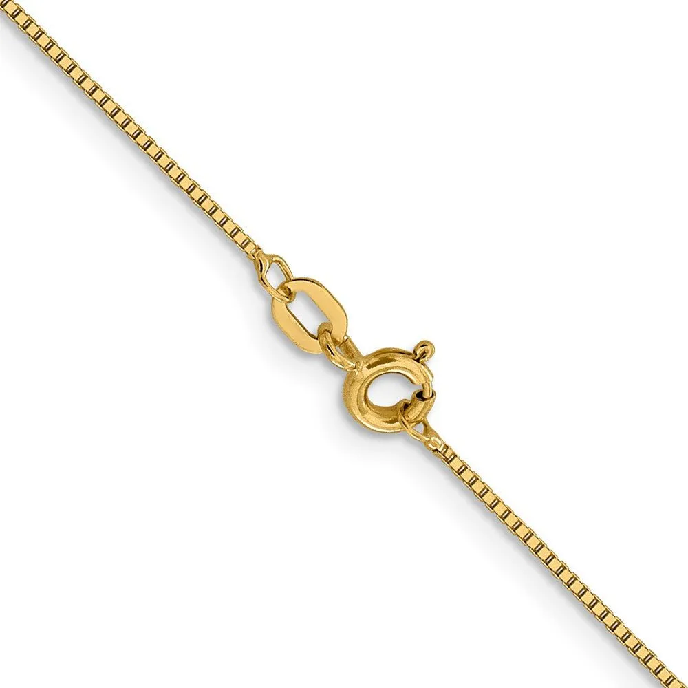 0.8mm 14k Yellow Gold Solid Box Chain Spring Ring Clasp Necklace