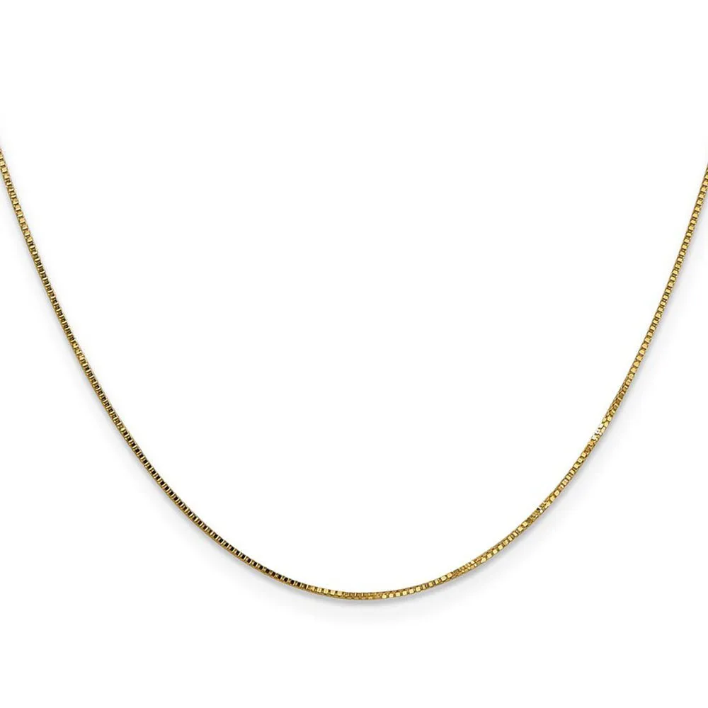 0.8mm 14k Yellow Gold Solid Box Chain Spring Ring Clasp Necklace