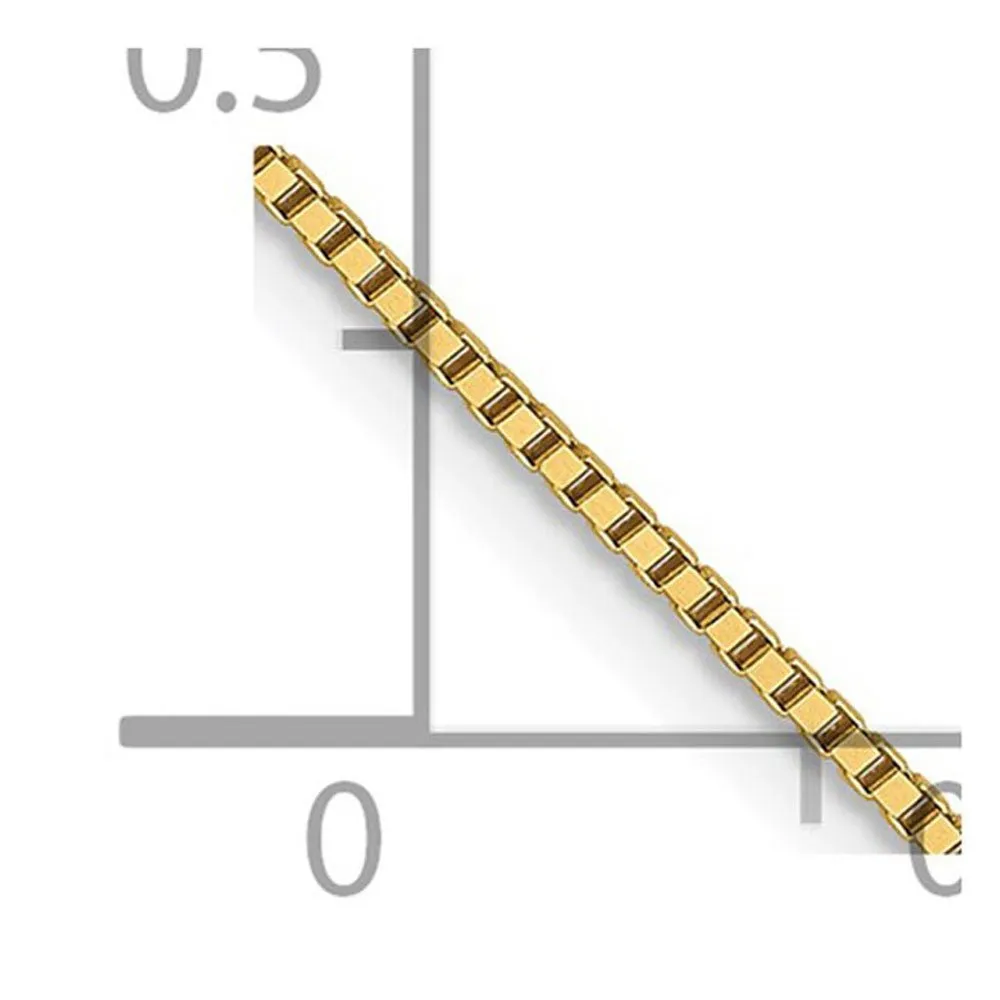 0.8mm 14k Yellow Gold Solid Box Chain Spring Ring Clasp Necklace