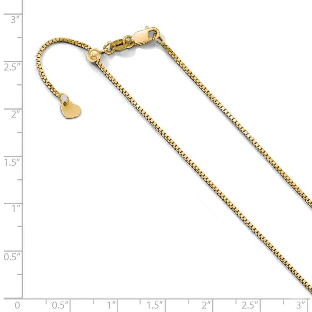 0.9mm 10k Yellow Gold Adjustable Box Chain Necklace