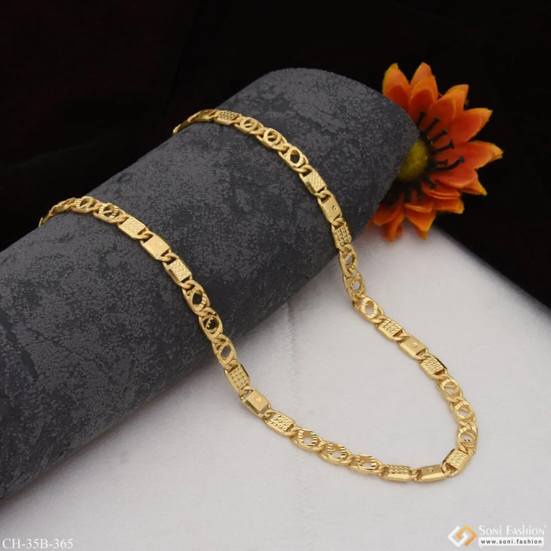 1 Gram Gold - 3 in 1 Classic Design Superior Quality Gold Plated Chain - Style B365