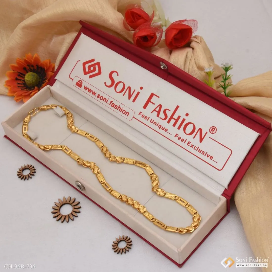 1 Gram Gold Forming Kohli Nawabi Superior Quality Unique Design Chain - Style B736