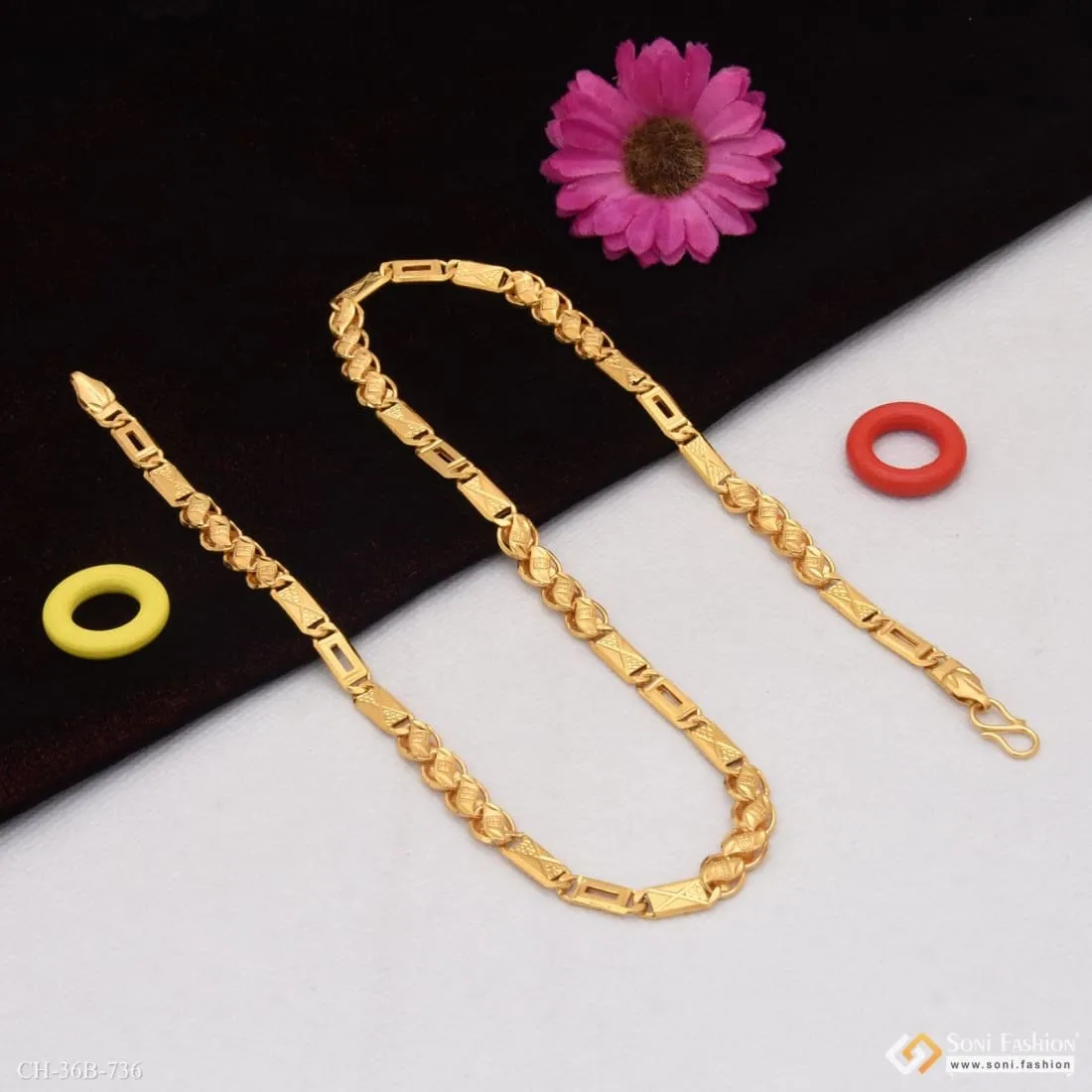 1 Gram Gold Forming Kohli Nawabi Superior Quality Unique Design Chain - Style B736