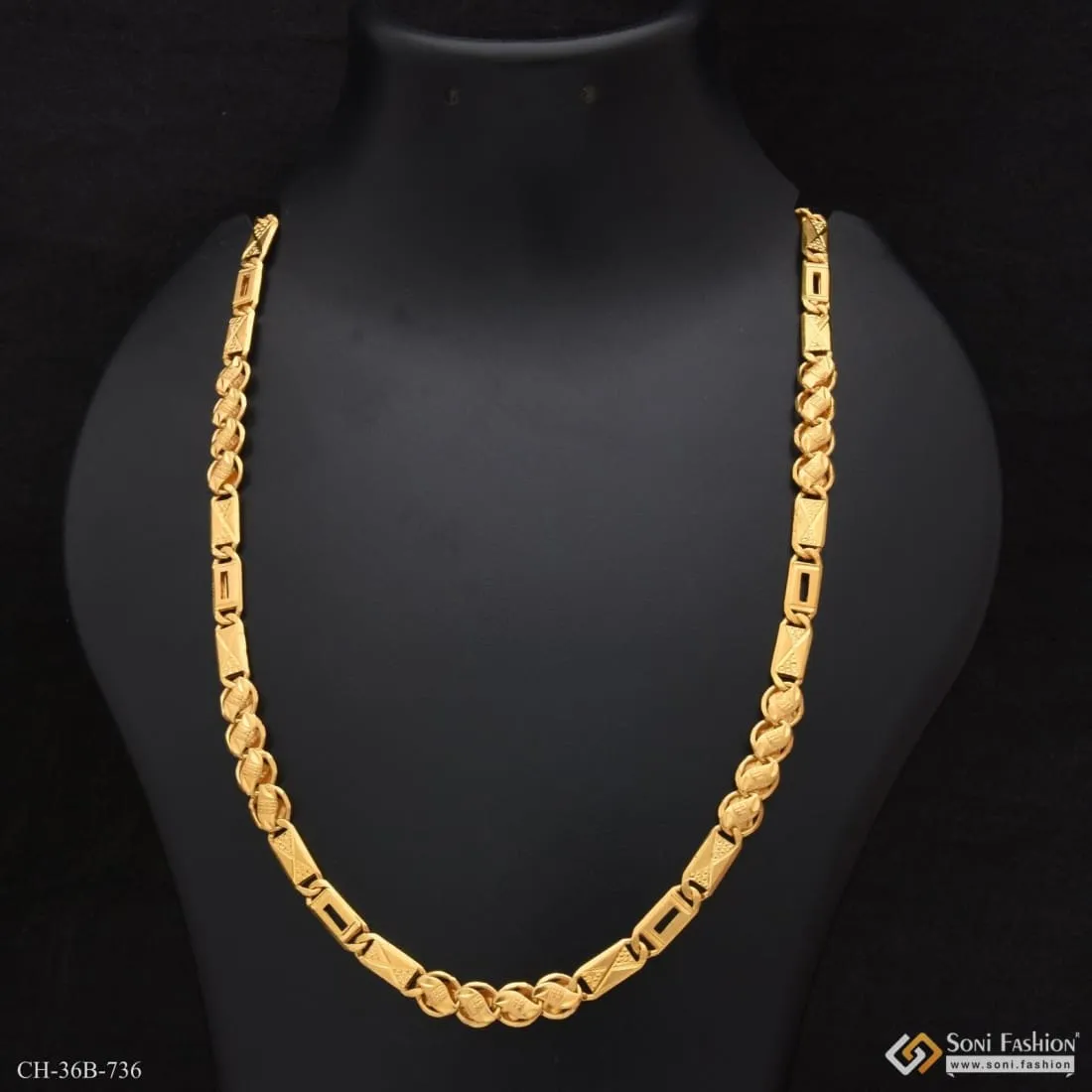 1 Gram Gold Forming Kohli Nawabi Superior Quality Unique Design Chain - Style B736