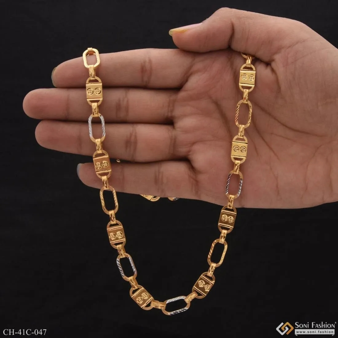 1 Gram Gold Forming Nawabi Lovely Design High-Quality Chain for Men - Style C047
