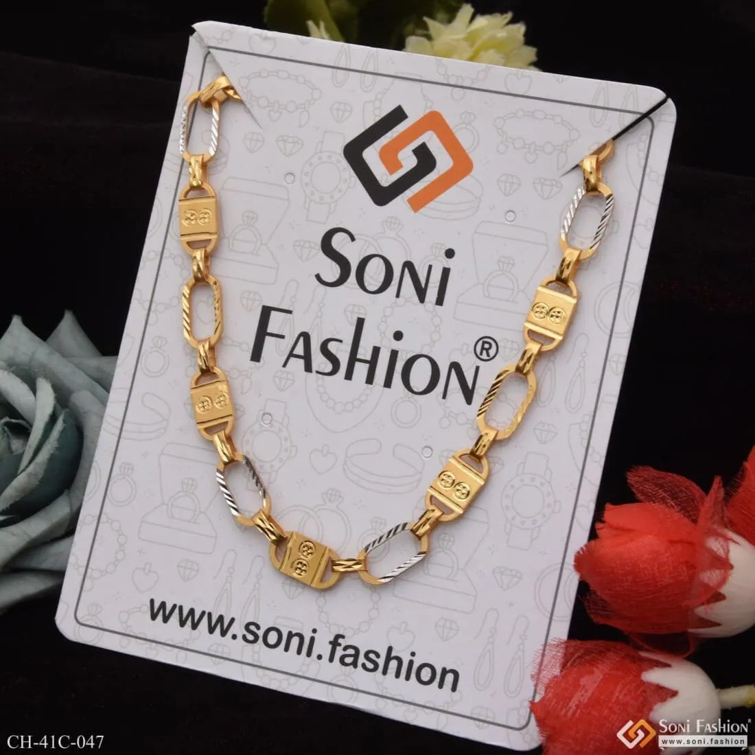 1 Gram Gold Forming Nawabi Lovely Design High-Quality Chain for Men - Style C047