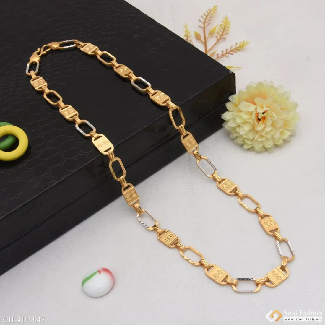 1 Gram Gold Forming Nawabi Lovely Design High-Quality Chain for Men - Style C047