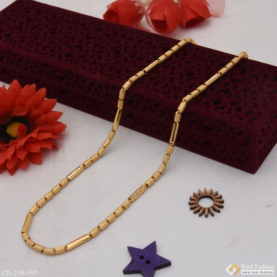 1 Gram Gold Forming Pipe Lovely Design High-Quality Gold Plated Chain - Style B597