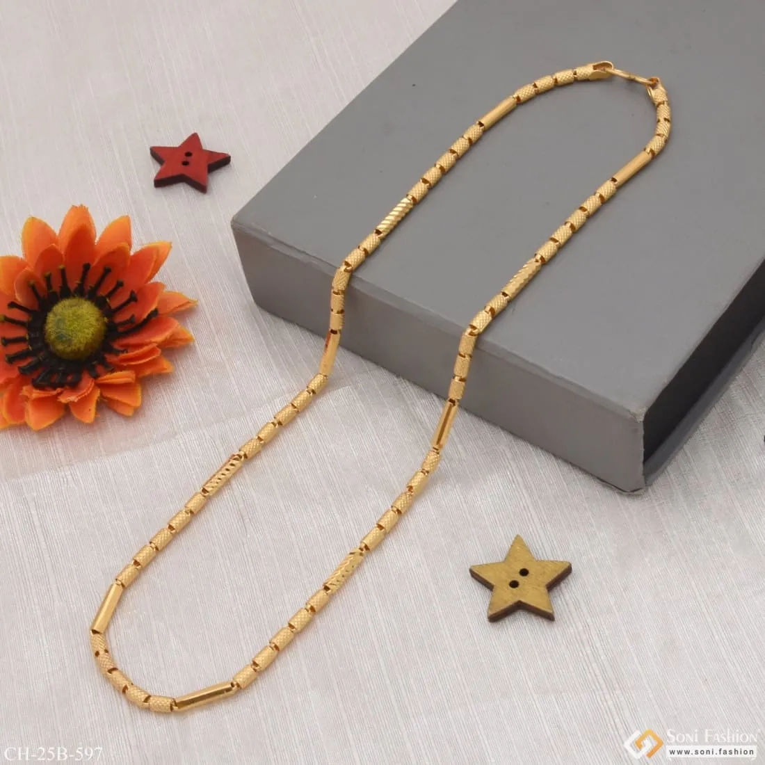 1 Gram Gold Forming Pipe Lovely Design High-Quality Gold Plated Chain - Style B597