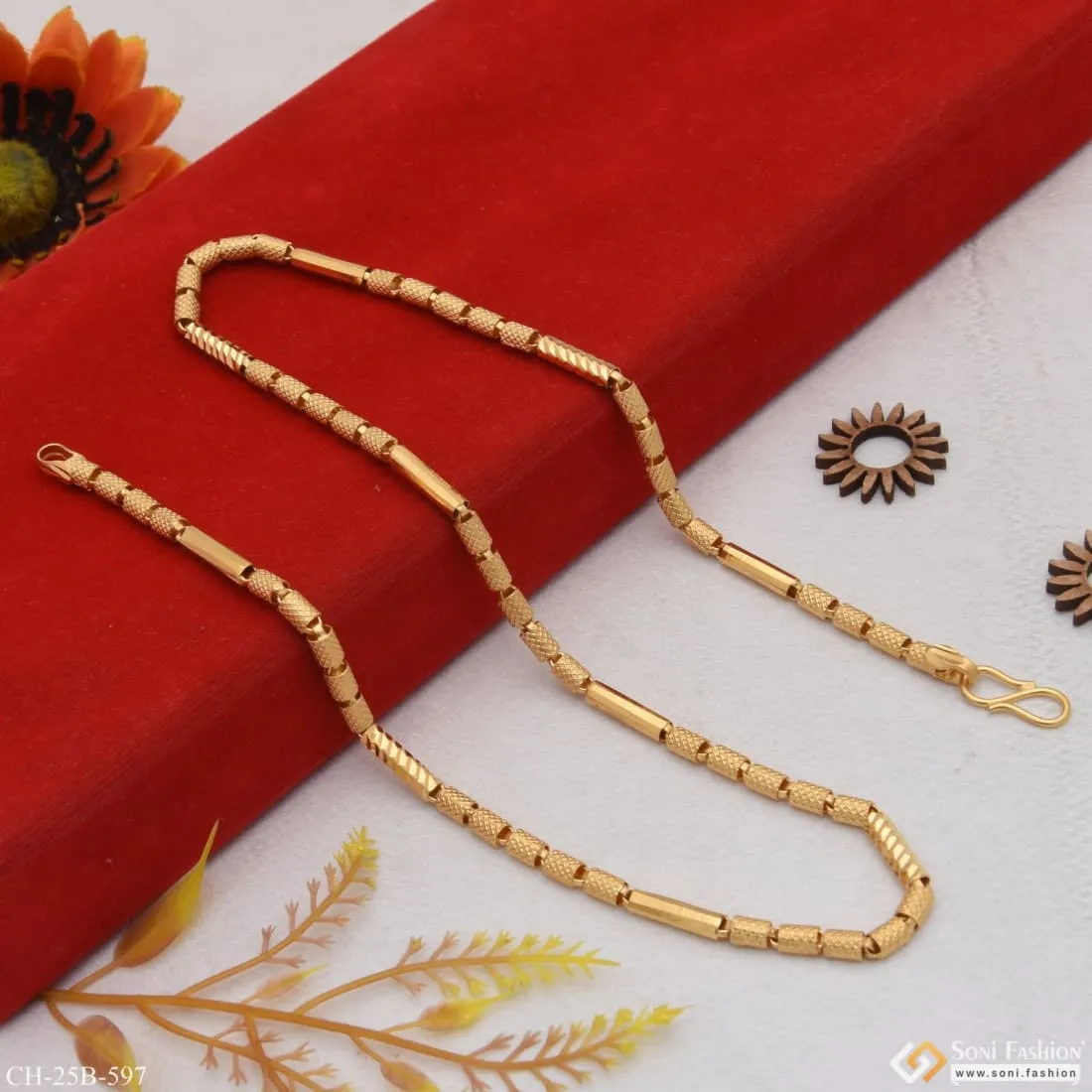 1 Gram Gold Forming Pipe Lovely Design High-Quality Gold Plated Chain - Style B597