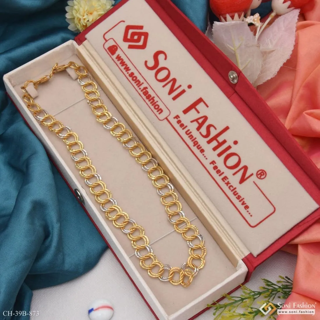 1 Gram Gold Forming Round Linked Superior Quality Unique Design Chain - Style B873