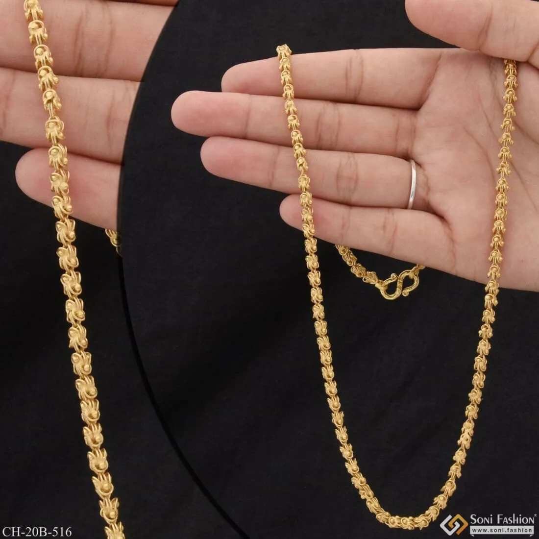 1 Gram Gold Forming V Shape Gorgeous Design Gold Plated Chain for Men - Style B516
