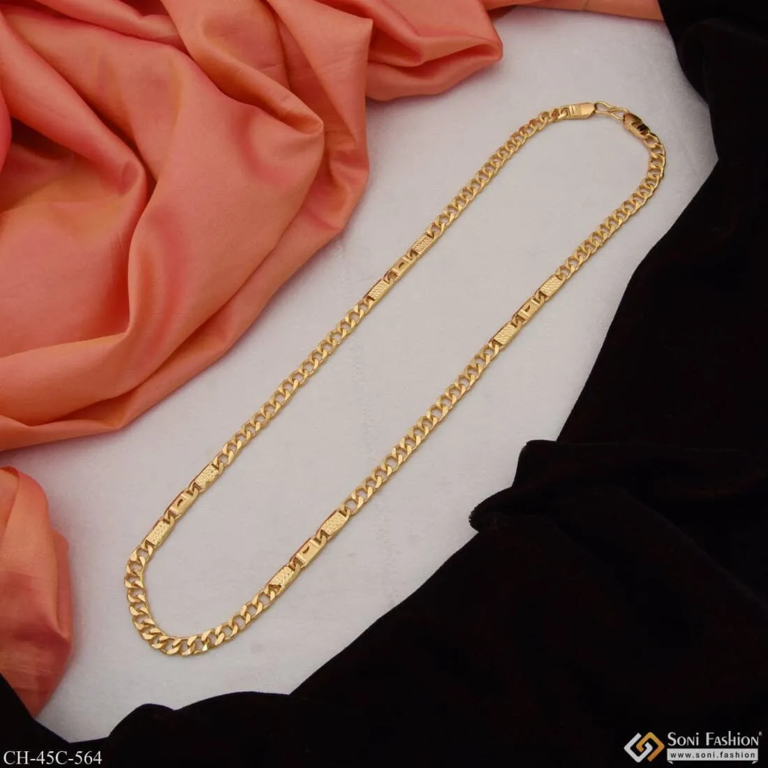 1 Gram Gold Plated 2 In 1 Nawabi Cute Design Best Quality Chain for Men - Style C564
