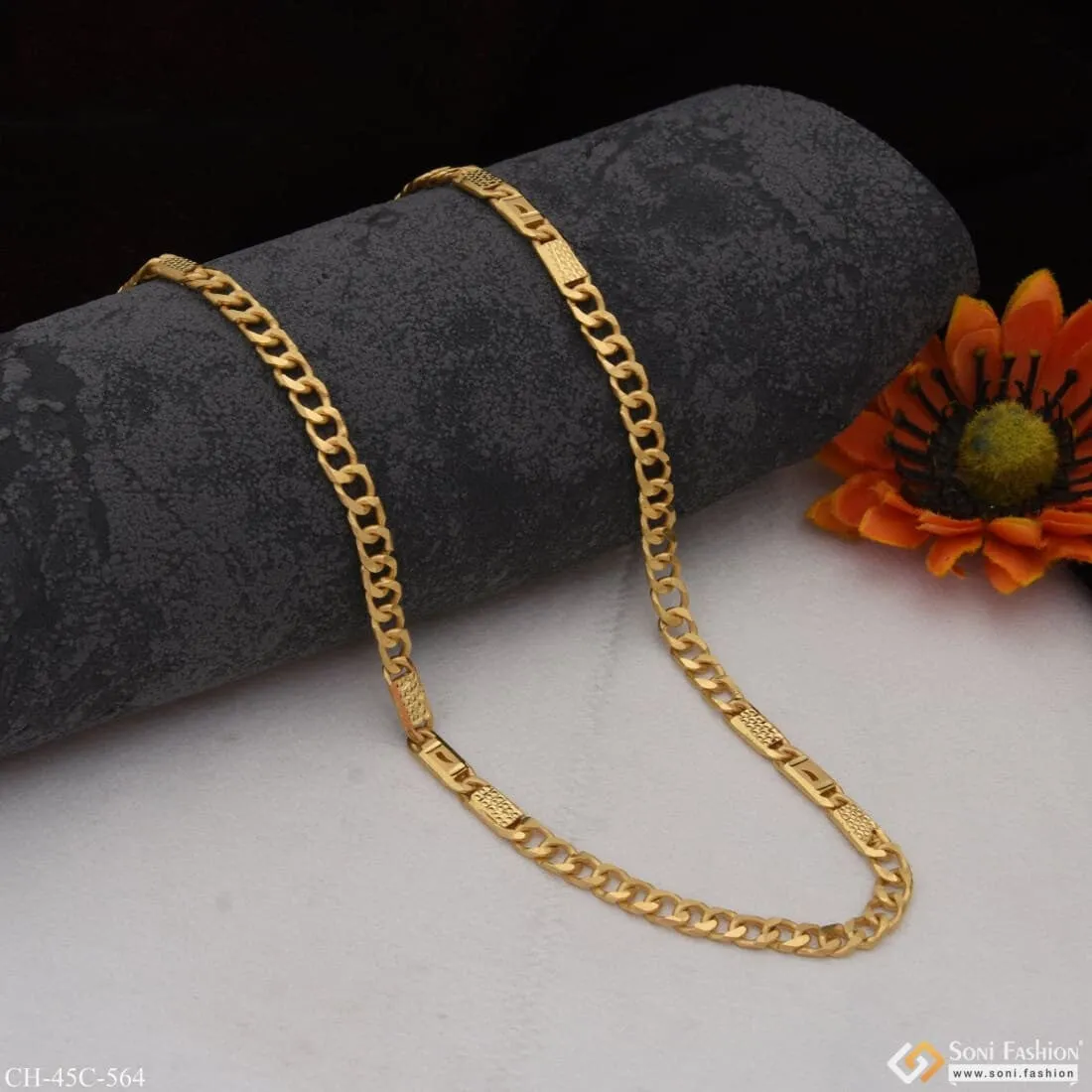1 Gram Gold Plated 2 In 1 Nawabi Cute Design Best Quality Chain for Men - Style C564
