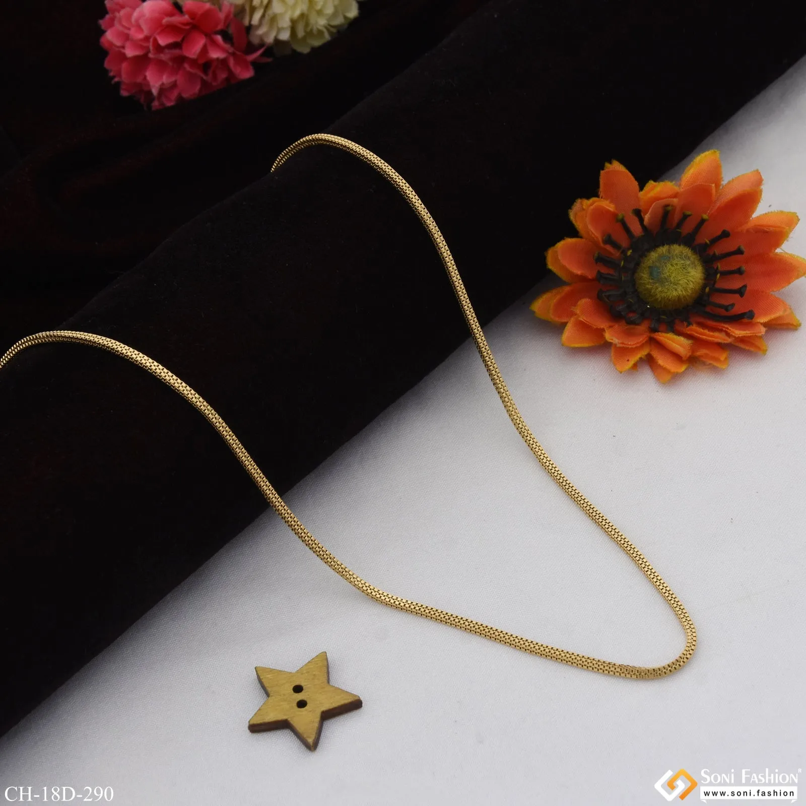 1 Gram Gold Plated Distinctive Design Best Quality Chain for Men - Style D290