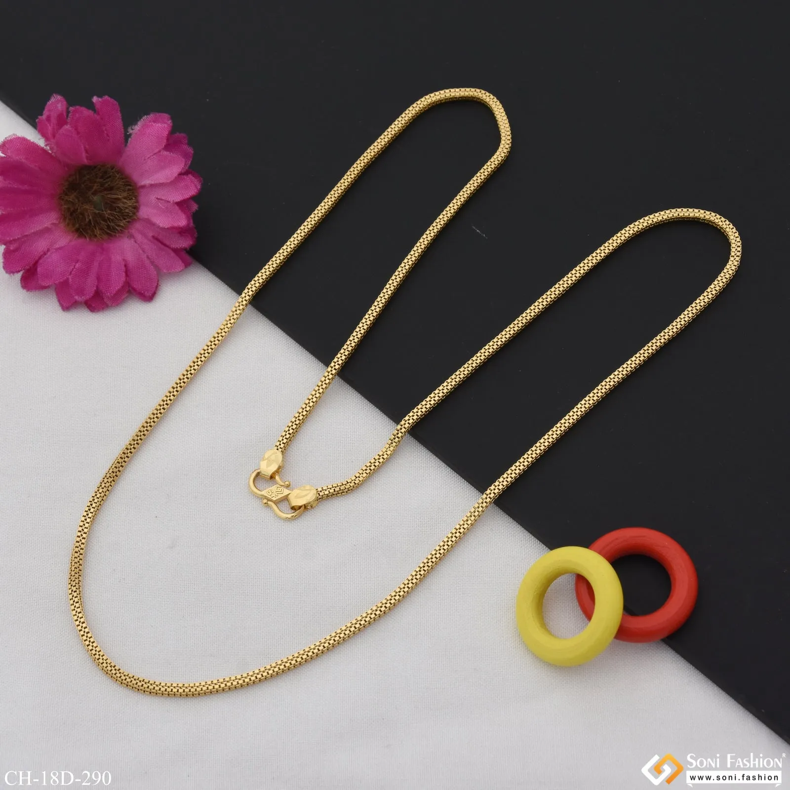 1 Gram Gold Plated Distinctive Design Best Quality Chain for Men - Style D290