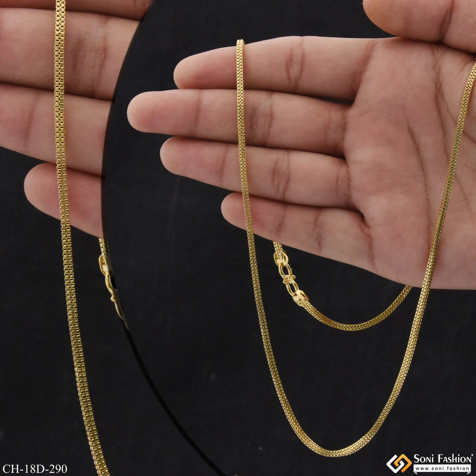 1 Gram Gold Plated Distinctive Design Best Quality Chain for Men - Style D290