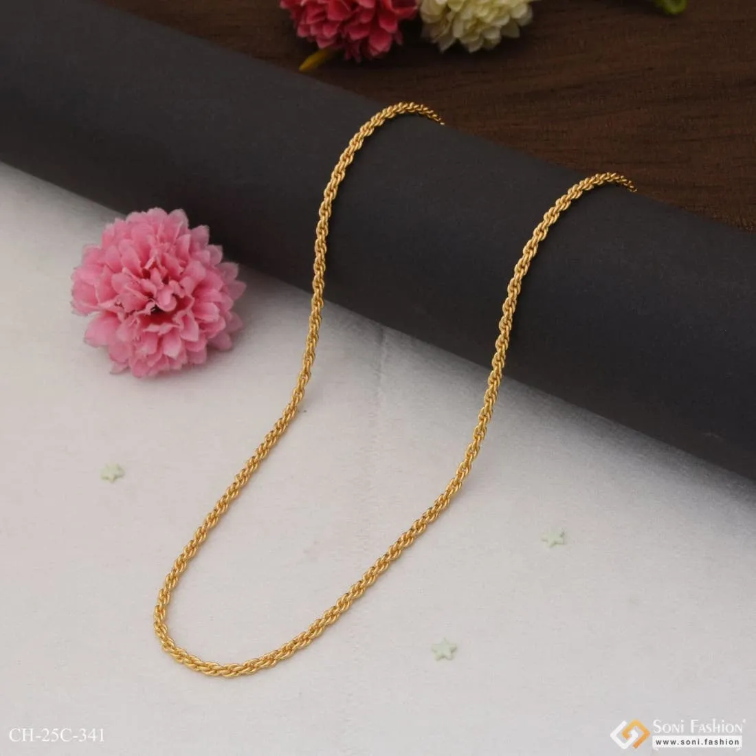 1 Gram Gold Plated Expensive-Looking Design High-Quality Chain for Men - Style C341