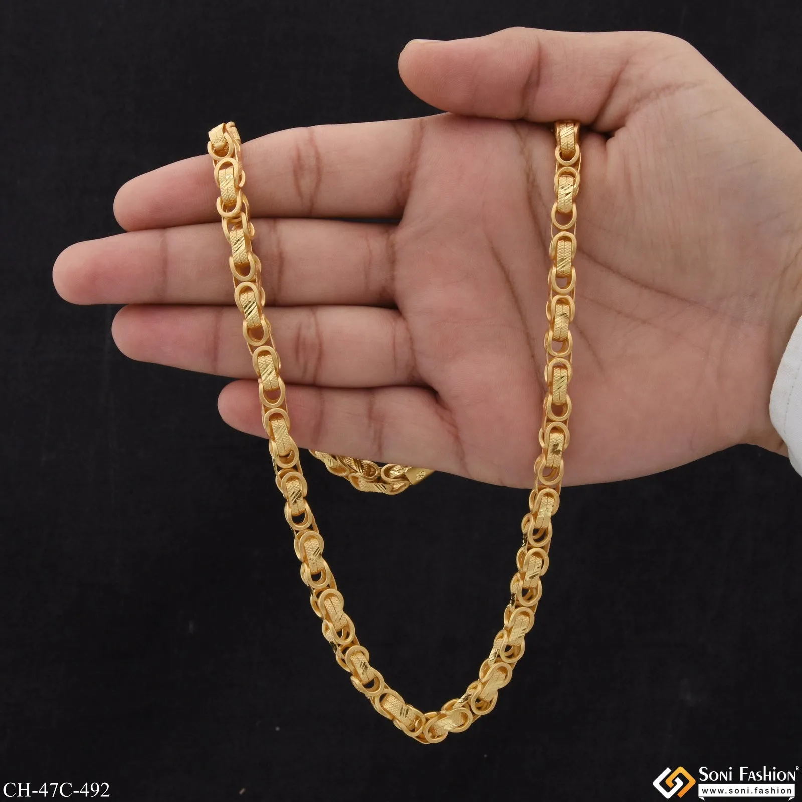 1 Gram Gold Plated Funky Design Attention-Getting Design Chain for Men - Style C492