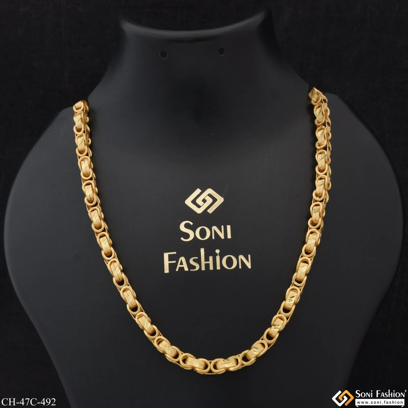 1 Gram Gold Plated Funky Design Attention-Getting Design Chain for Men - Style C492