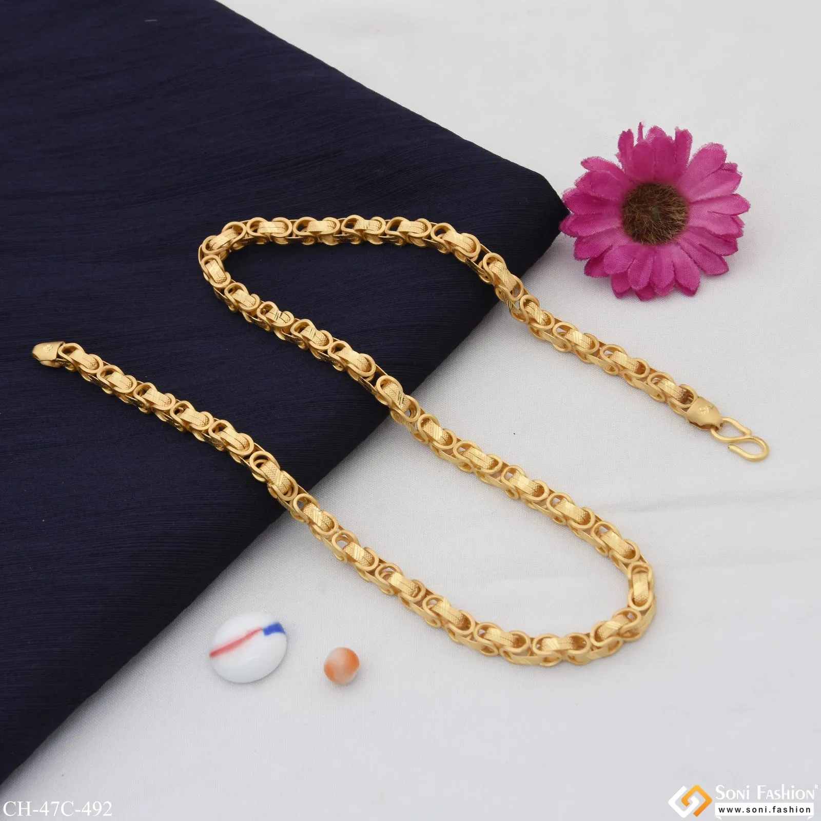 1 Gram Gold Plated Funky Design Attention-Getting Design Chain for Men - Style C492