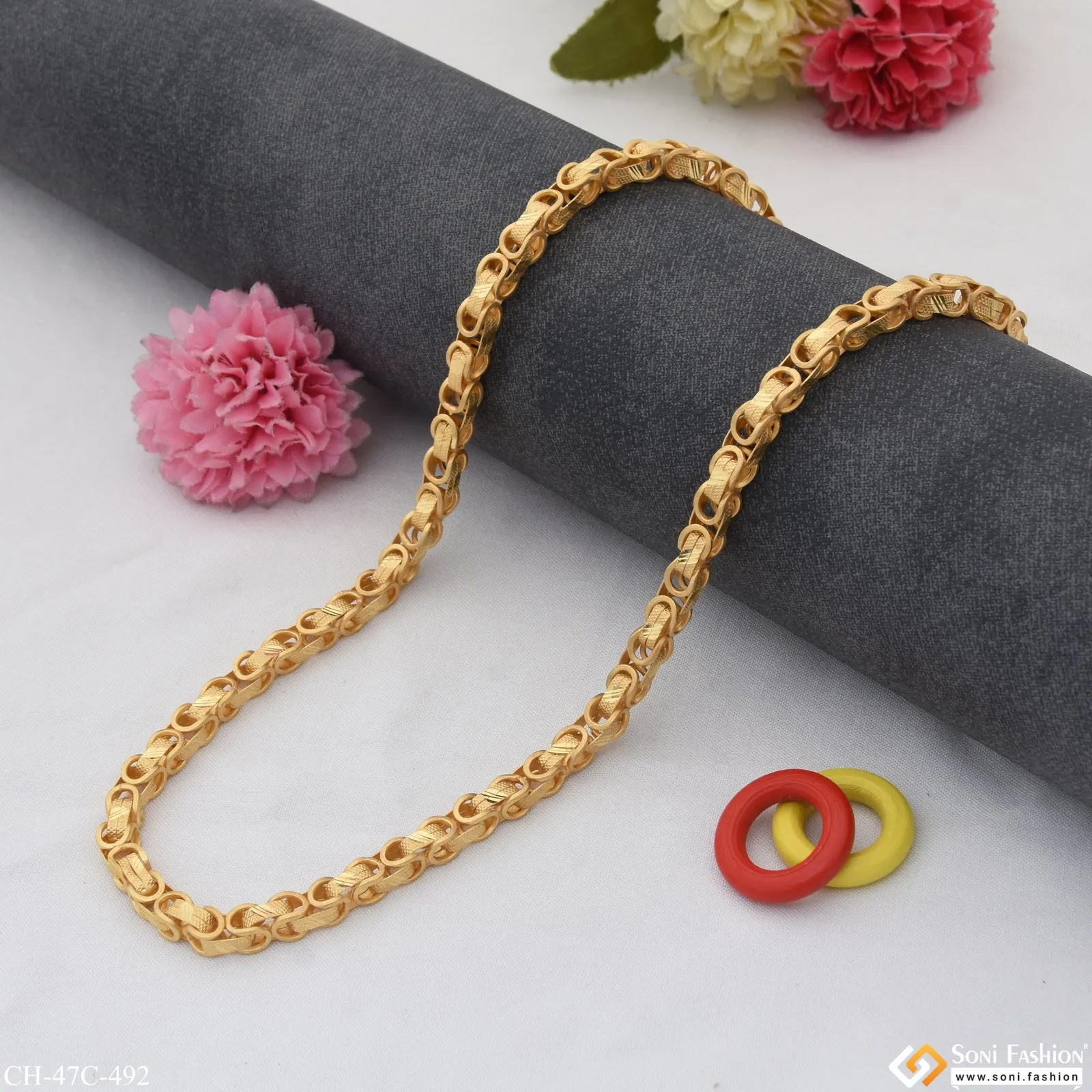 1 Gram Gold Plated Funky Design Attention-Getting Design Chain for Men - Style C492