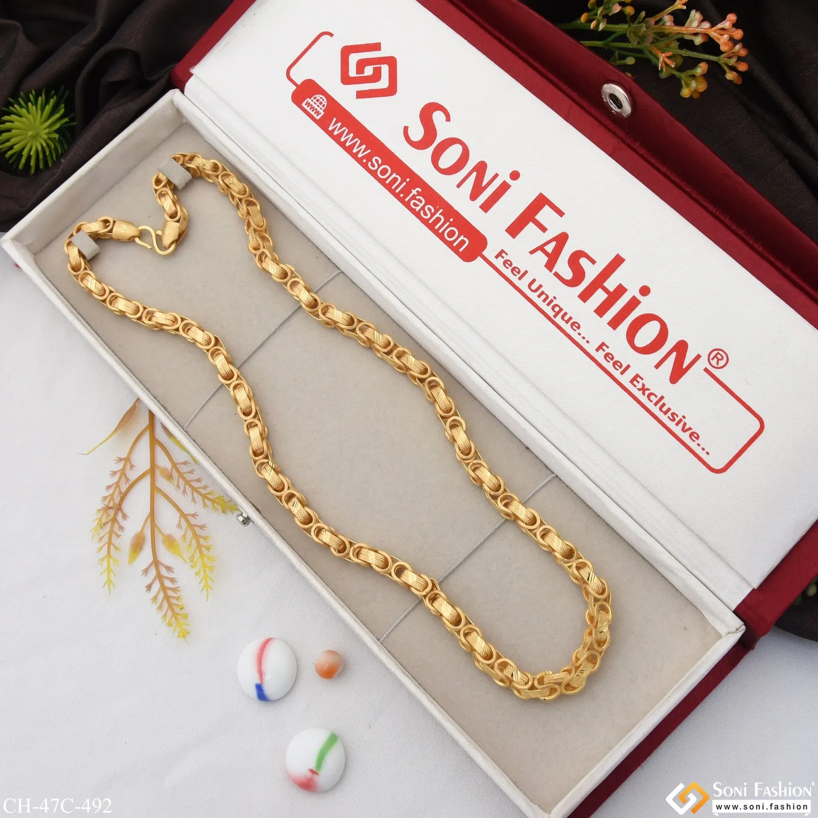 1 Gram Gold Plated Funky Design Attention-Getting Design Chain for Men - Style C492