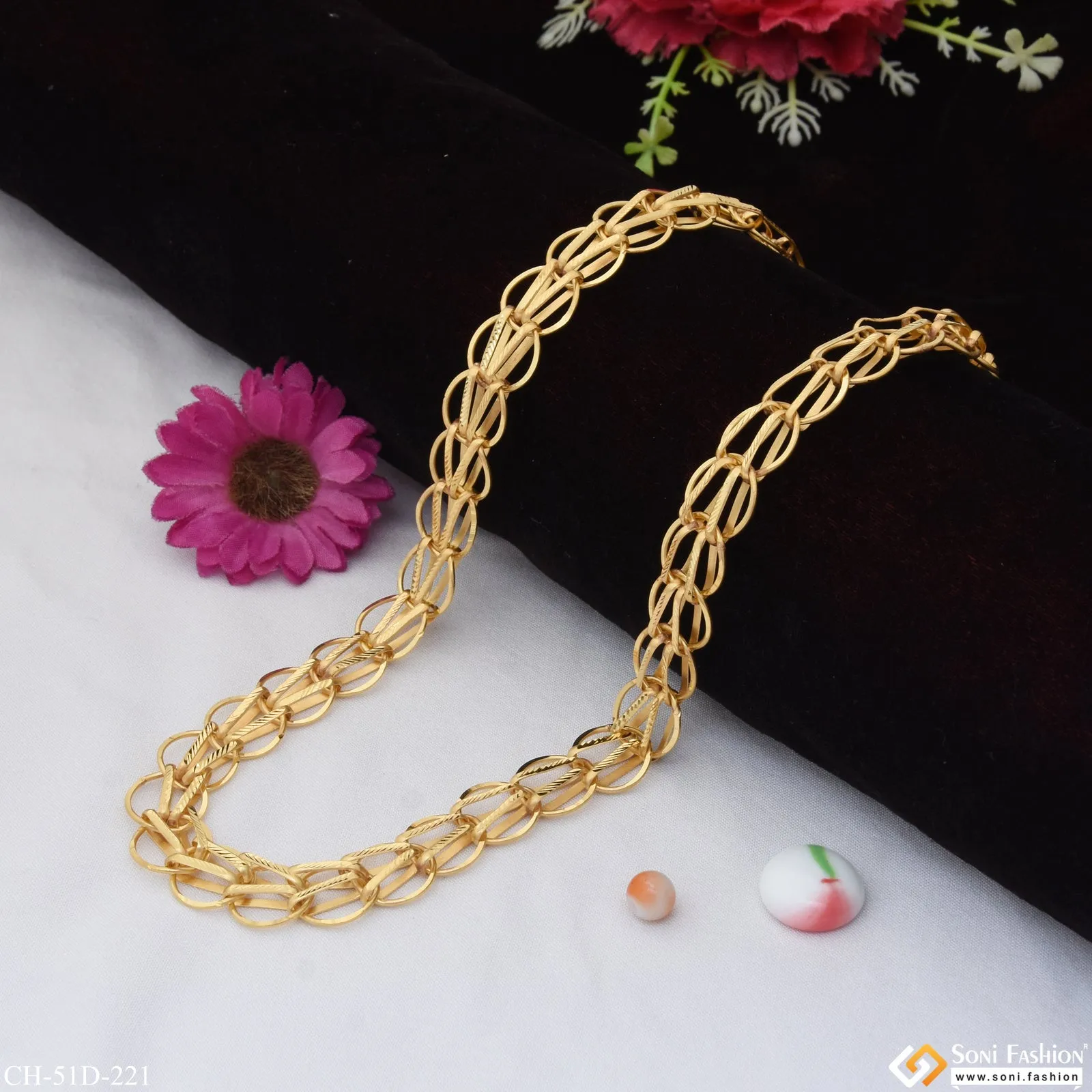 1 Gram Gold Plated Funky Design Extraordinary Design Chain for Men - Style D221