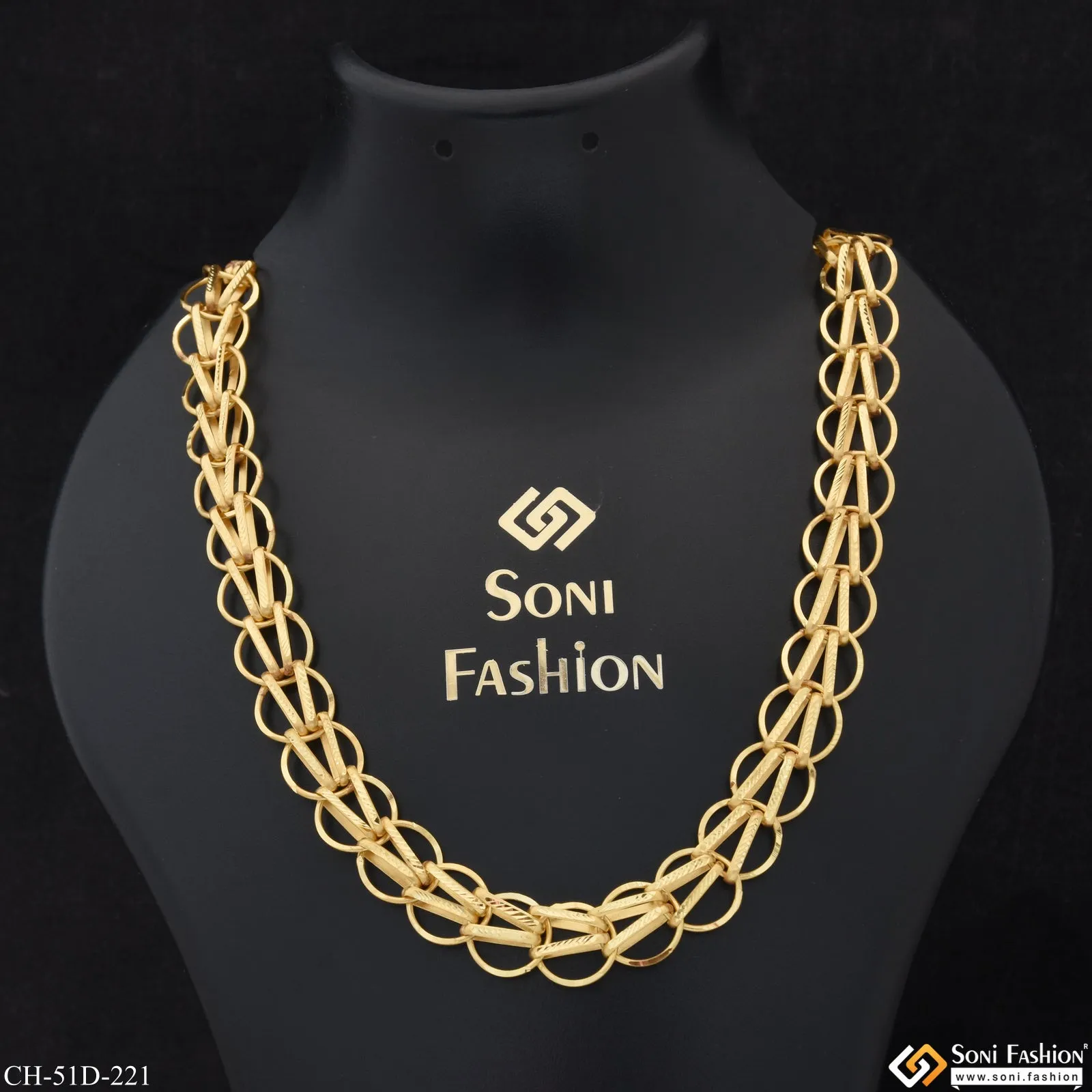 1 Gram Gold Plated Funky Design Extraordinary Design Chain for Men - Style D221