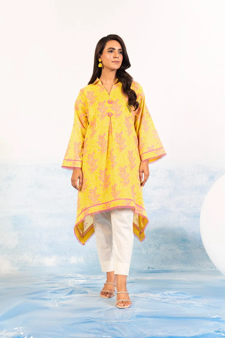 1 Pc Printed Silver Lawn Shirt 