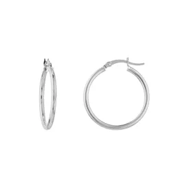 10kt White Gold 2mm x 25mm Polished Hoop Earrings