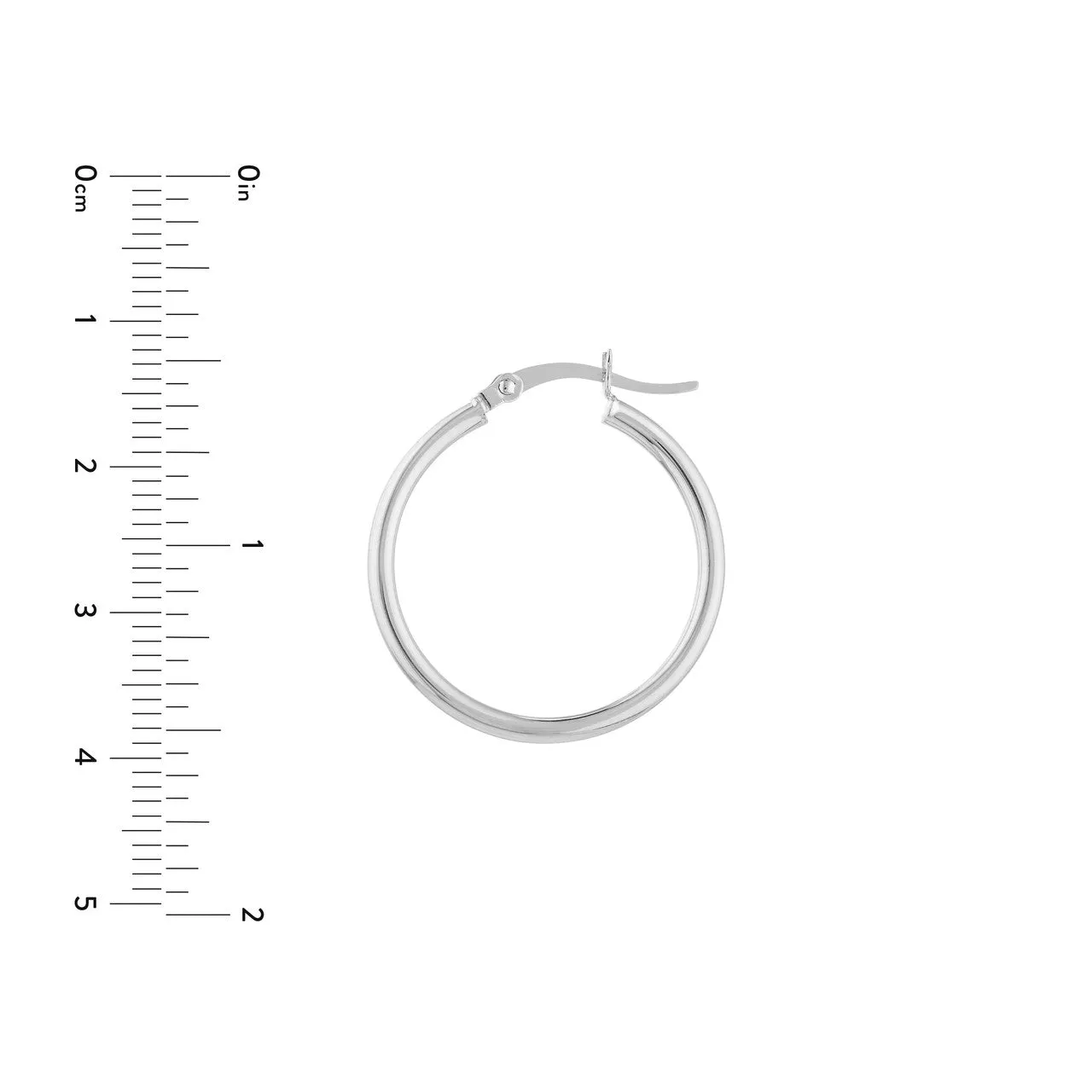 10kt White Gold 2mm x 25mm Polished Hoop Earrings
