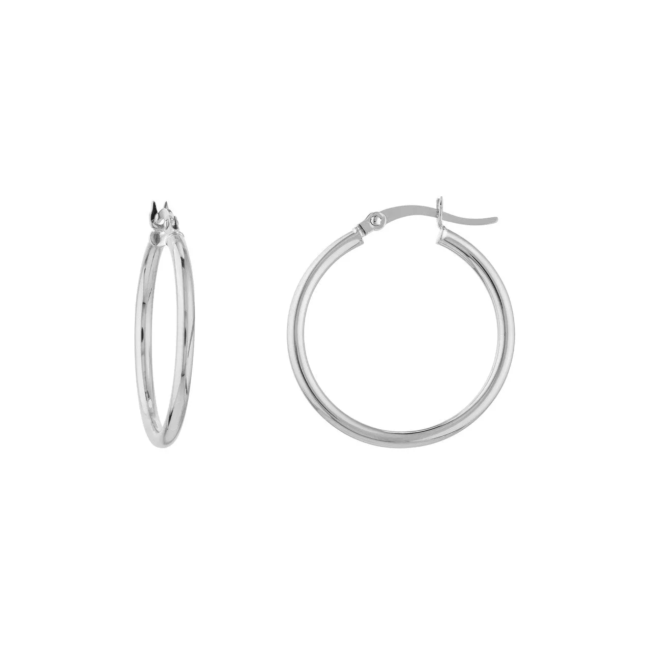 10kt White Gold 2mm x 25mm Polished Hoop Earrings