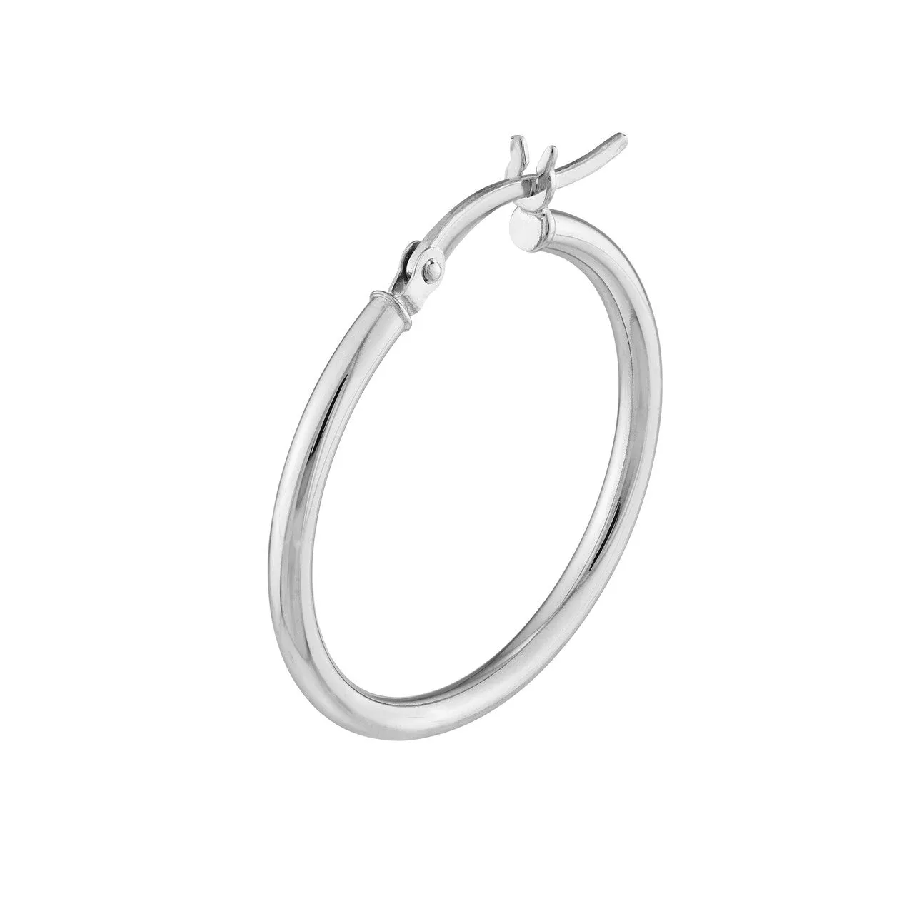 10kt White Gold 2mm x 25mm Polished Hoop Earrings