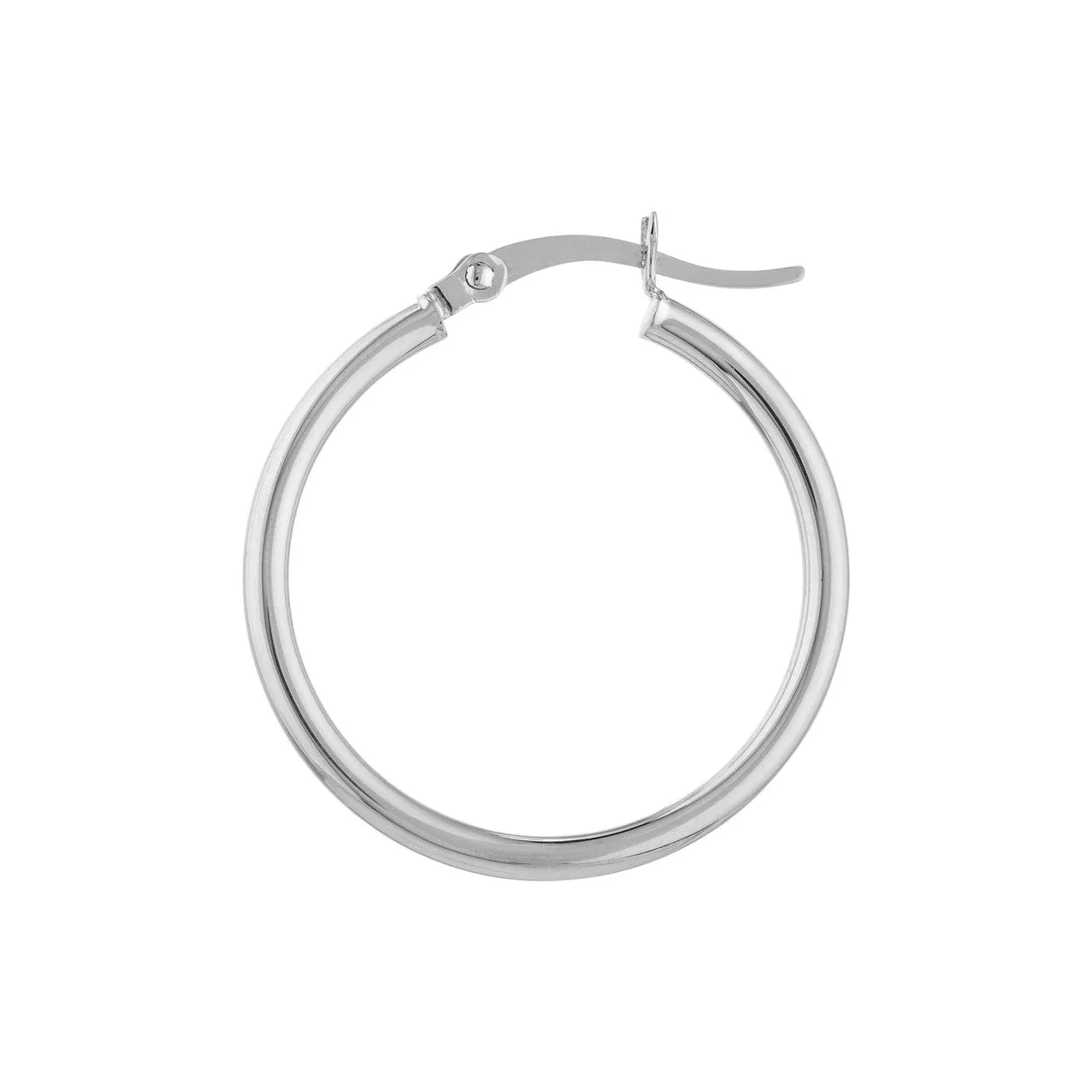 10kt White Gold 2mm x 25mm Polished Hoop Earrings