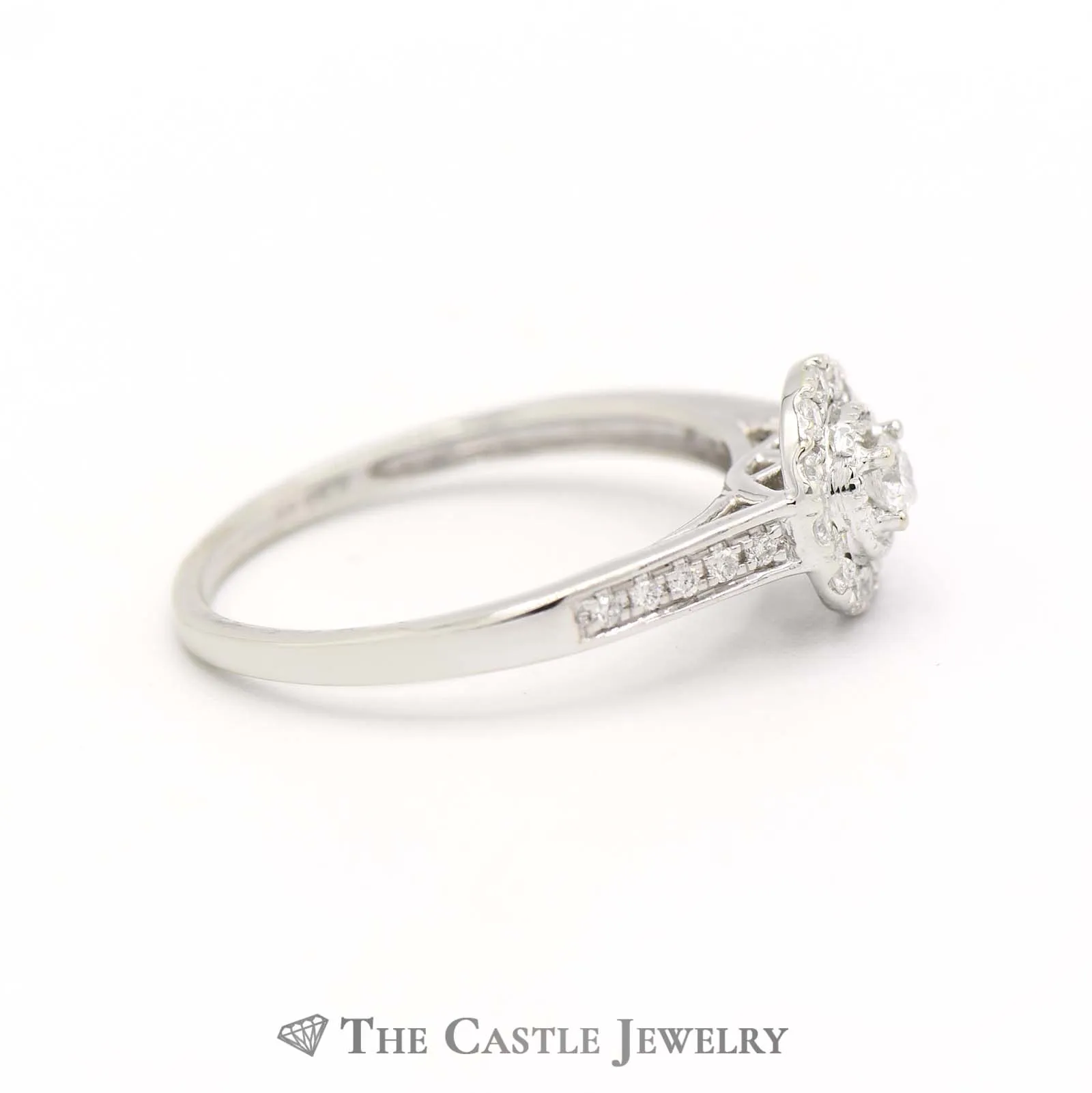 1/3cttw Round Diamond Engagement Ring with Double Halo in 14k White Gold