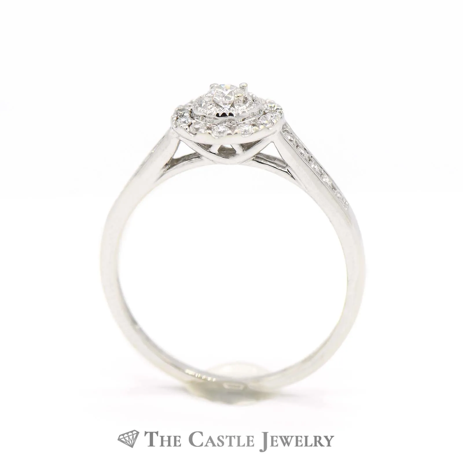1/3cttw Round Diamond Engagement Ring with Double Halo in 14k White Gold