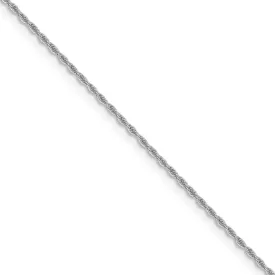 1.3mm 14k White Gold Classic Solid Rope Chain Necklace