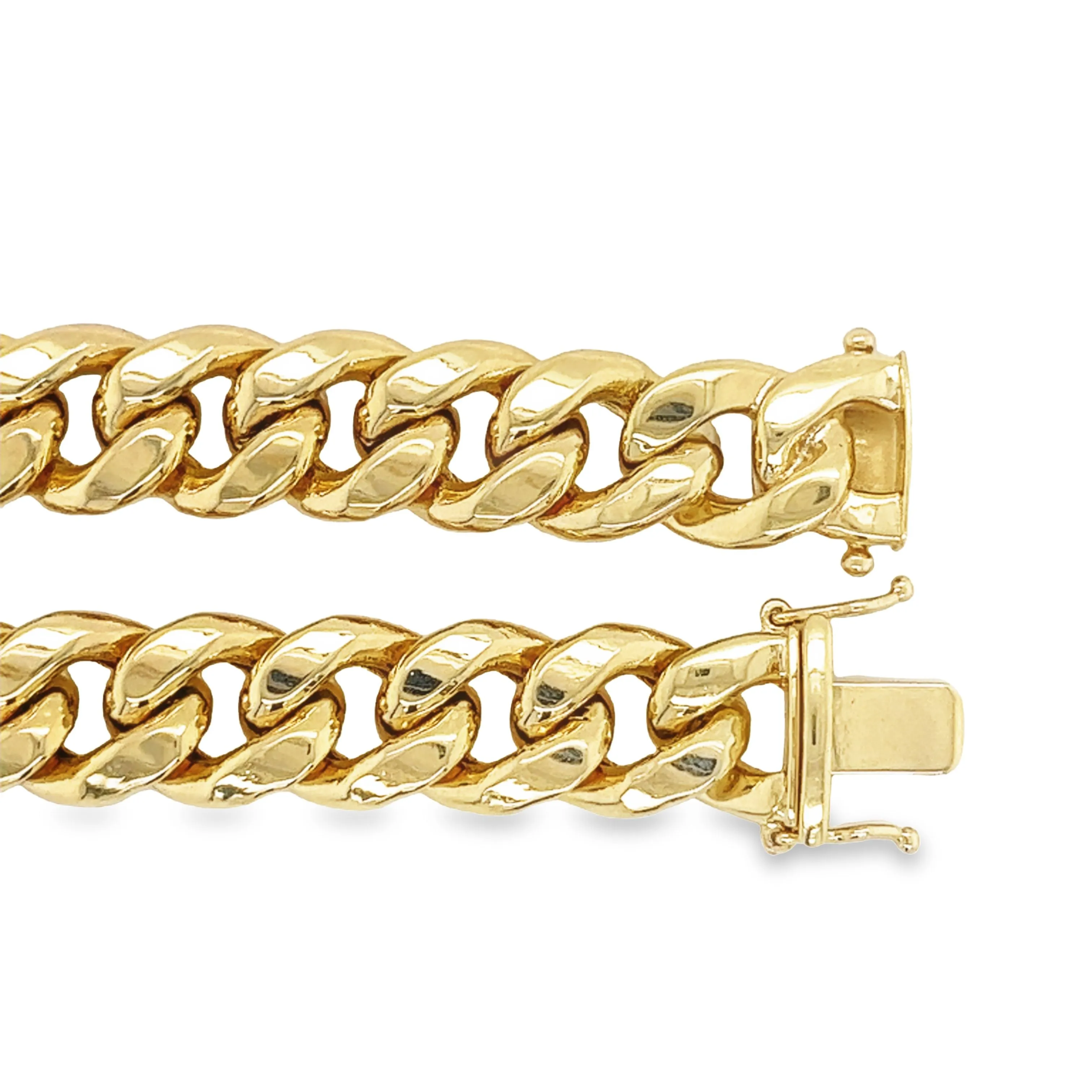 14K Gold Flat Cuban Link Chain Bracelet With Box Closure | 11.15MM - 9 Inch