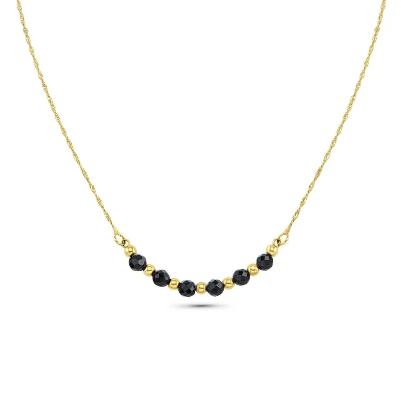 14K Gold Geode Pendant with Onyx