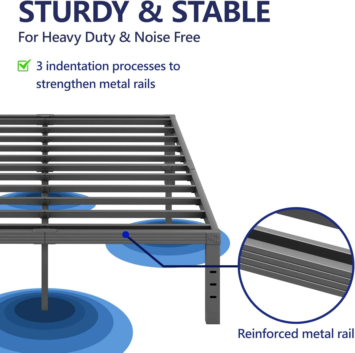 16 Inch High Metal Full Size Bed Frame, Platform Bed Frame Full Size No Box Spring Needed, Easy Assembly, Noise Free, Sturdy, Black