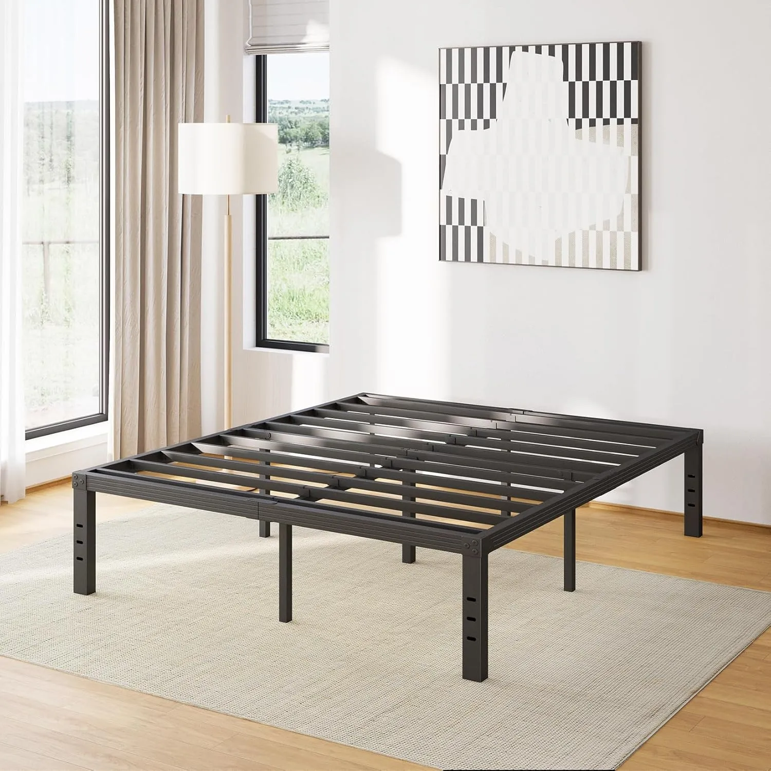 16 Inch High Metal Full Size Bed Frame, Platform Bed Frame Full Size No Box Spring Needed, Easy Assembly, Noise Free, Sturdy, Black