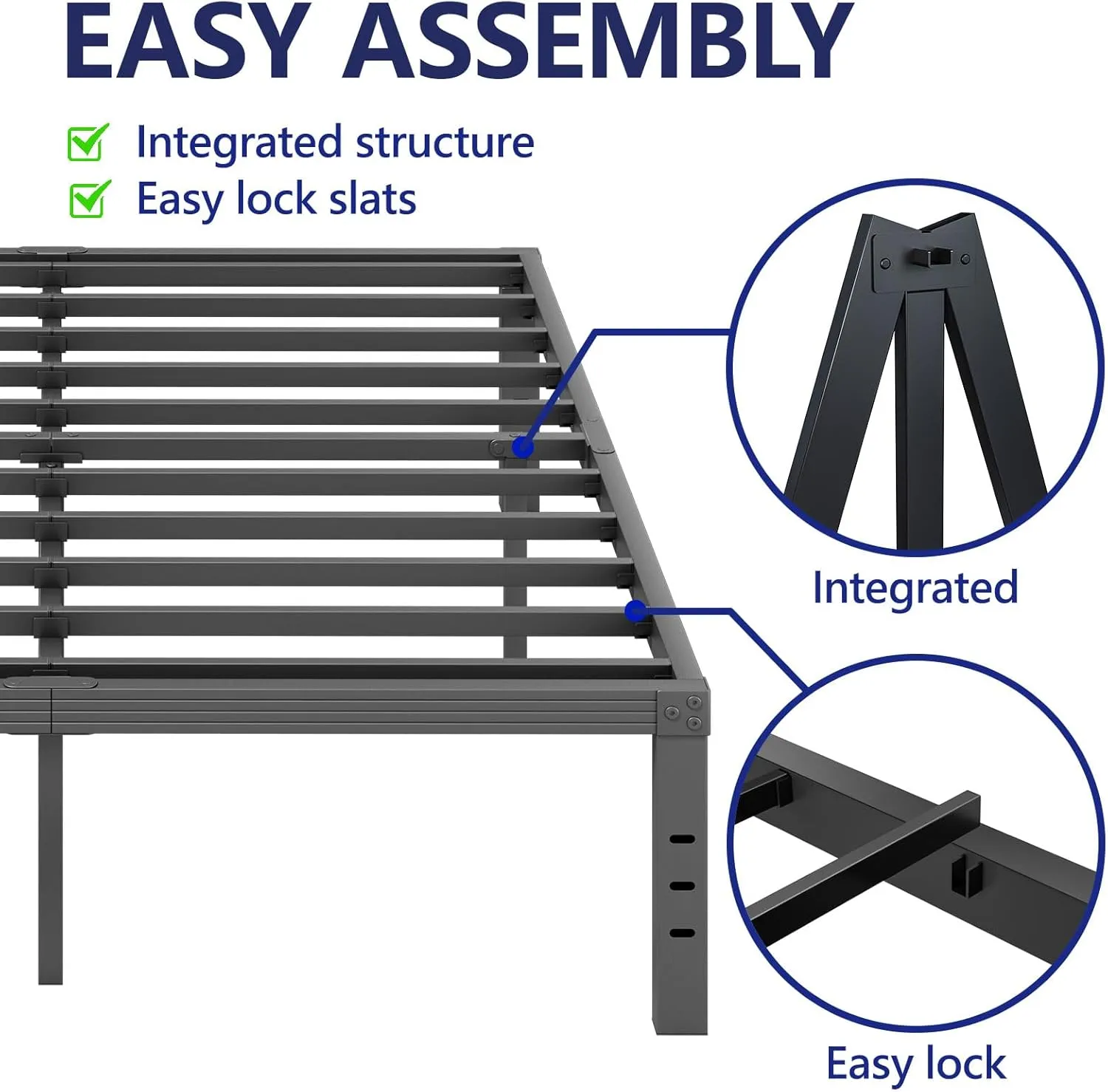 16 Inch High Metal Full Size Bed Frame, Platform Bed Frame Full Size No Box Spring Needed, Easy Assembly, Noise Free, Sturdy, Black