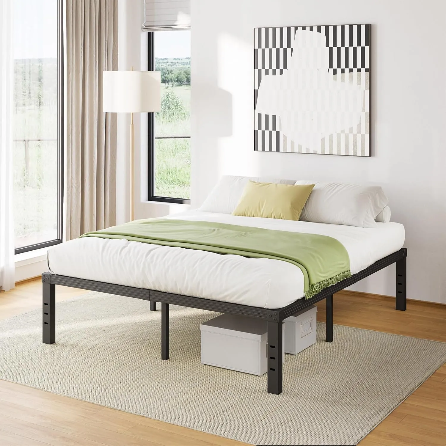 16 Inch High Metal Full Size Bed Frame, Platform Bed Frame Full Size No Box Spring Needed, Easy Assembly, Noise Free, Sturdy, Black