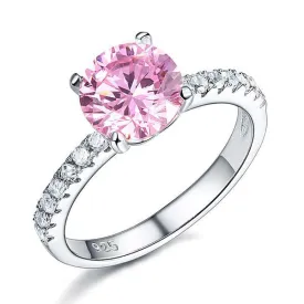 2 Carat Round Cut Pink Ring