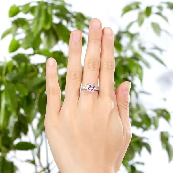 2 Carat Round Cut Pink Ring